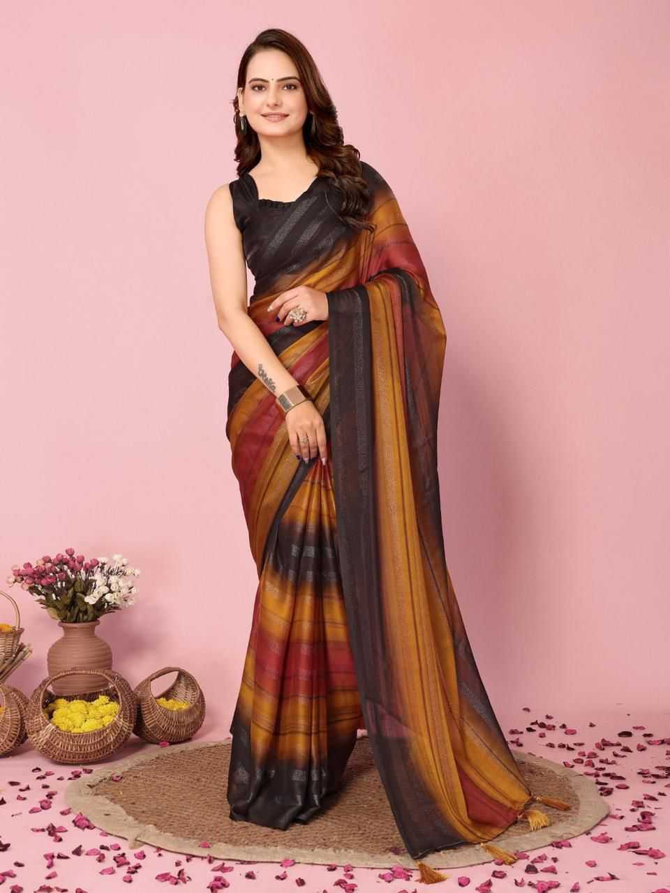 YNF NYLON RDM 738 SAREES WHOLESALE FANCY READY TO WEAR PRE DRAPED SAREES MANUFACTURER